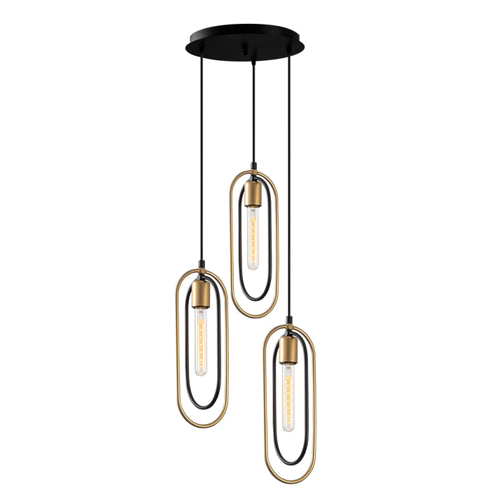 Dimehouse Hanglamp 3-lichts Zwart Goud Metaal Dune