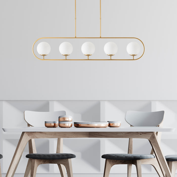 Dimehouse Hanglamp 5-lichts Goud Beige Glas Lucent
