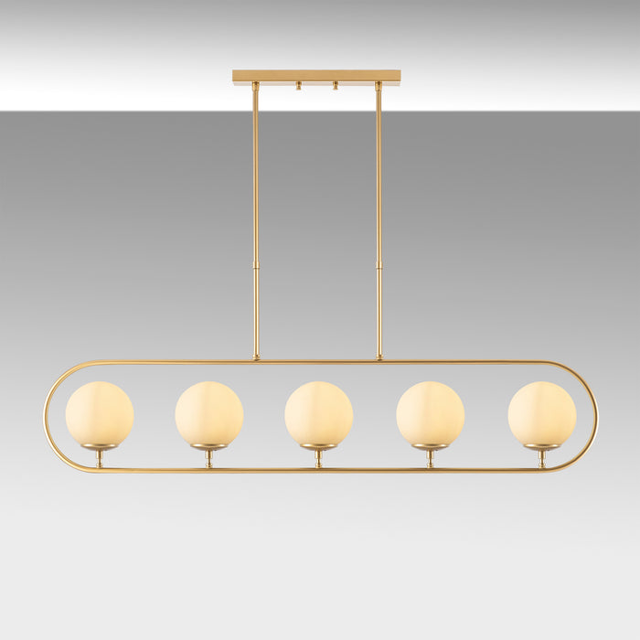 Dimehouse Hanglamp 5-lichts Goud Beige Glas Lucent