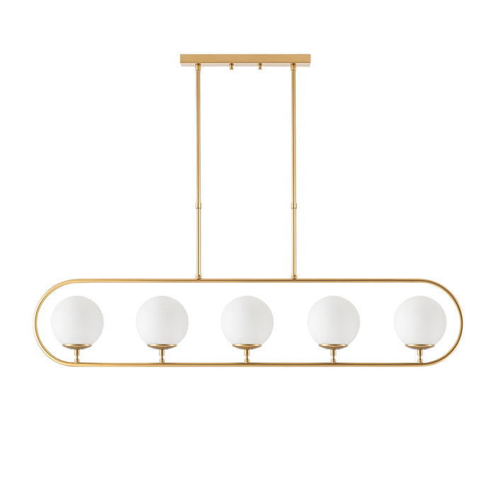 Dimehouse Hanglamp 5-lichts Goud Beige Glas Lucent