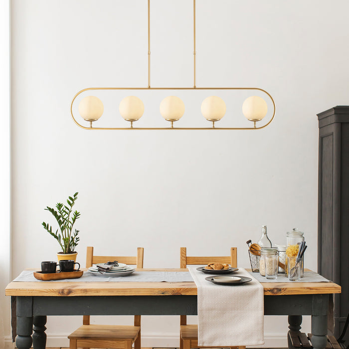 dimehouse Hanglamp 5-lichts Goud Beige Glas Lucent