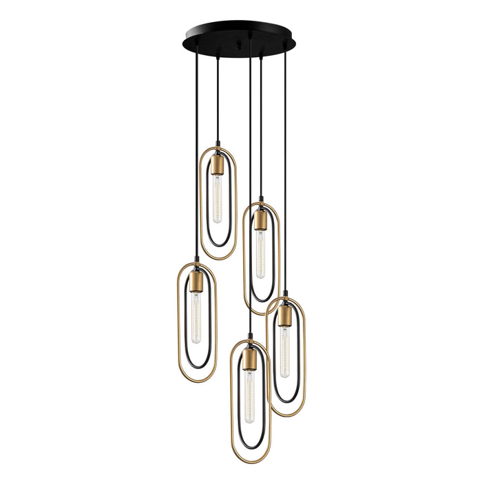 Dimehouse Hanglamp 5-lichts Zwart Goud Metaal Dune