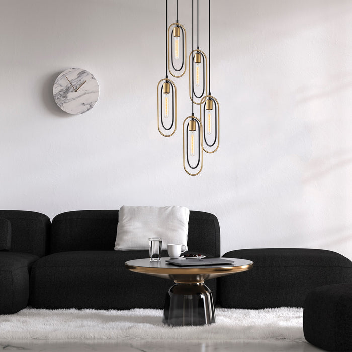 dimehouse Hanglamp 5-lichts Zwart Goud Metaal Dune