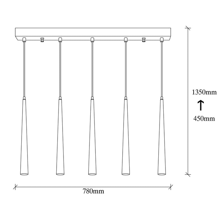 Dimehouse Hanglamp 5-lichts Zwart Metaal Vox