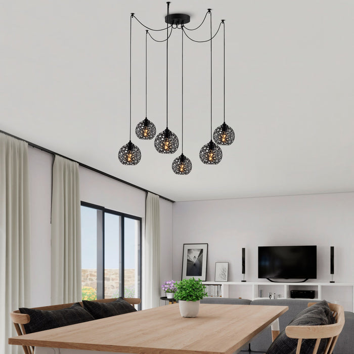 dimehouse Hanglamp 6-lichts Zwart Metaal Quartz