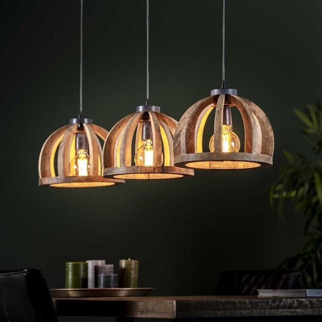 dimehouse Hanglamp Mangohout Madri 3-lichts