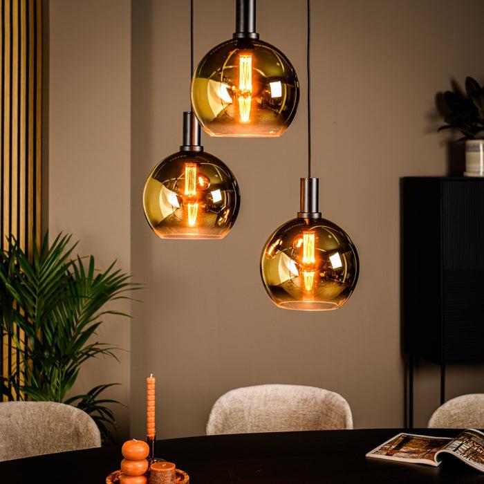 Dimehouse Hanglamp Nala 3-lichts Getrapt Glas Goud