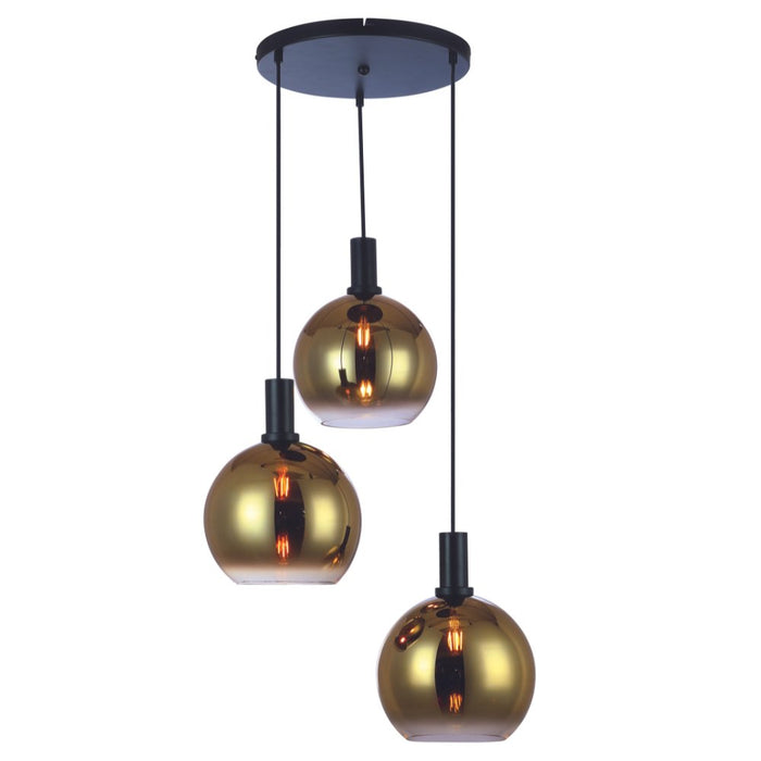 Dimehouse Hanglamp Nala 3-lichts Getrapt Glas Goud
