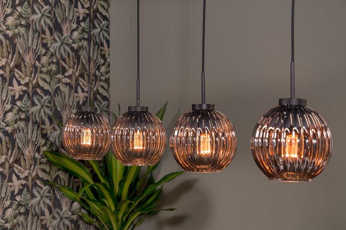Dimehouse Hanglamp Viola 4-lichts Glas Bruin