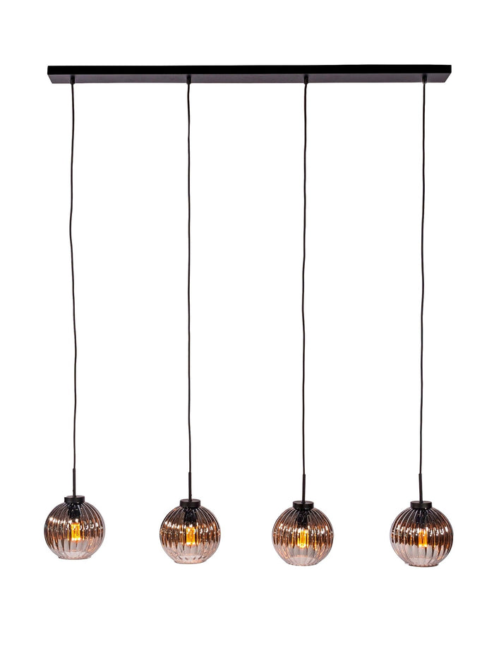 Dimehouse Hanglamp Viola 4-lichts Glas Bruin