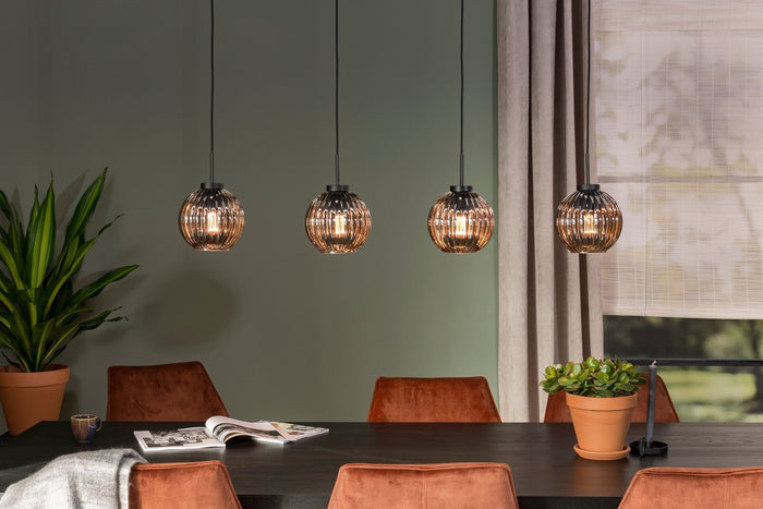 dimehouse Hanglamp Viola 4-lichts glas bruin