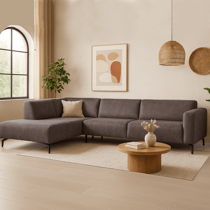 dimehouse Hoekbank Barin taupe microvezel links