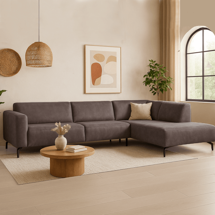 dimehouse Hoekbank Barin taupe microvezel rechts