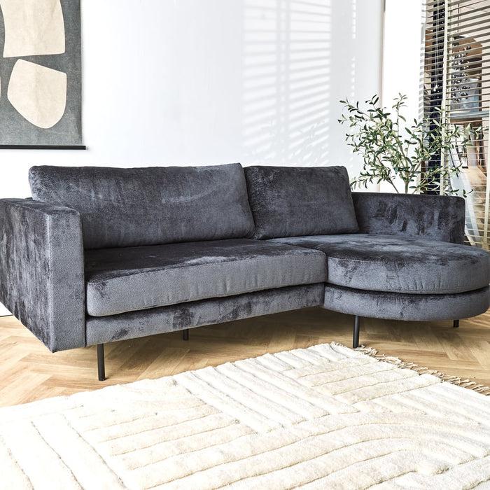 Dimehouse Hoekbank Bella Antraciet Chenille Rechts