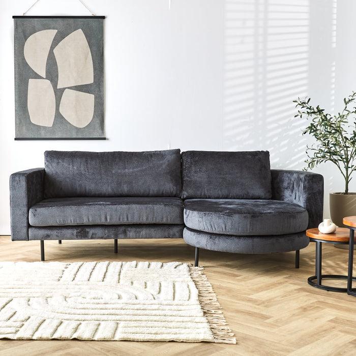 Dimehouse Hoekbank Bella Antraciet Chenille Rechts