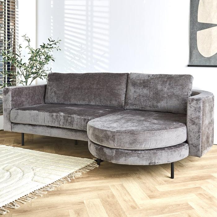 Dimehouse Hoekbank Bella Grijs Chenille Rechts