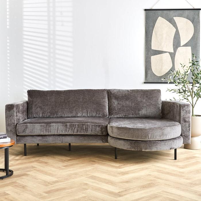 Dimehouse Hoekbank Bella Grijs Chenille Rechts