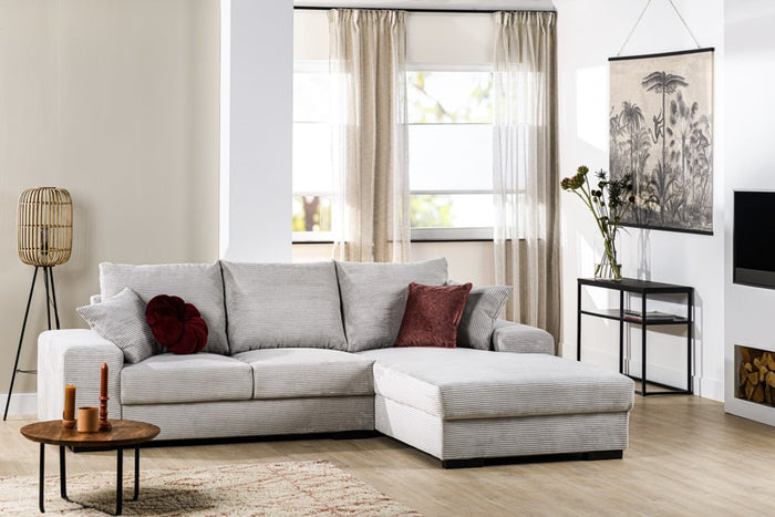 Dimehouse Hoekbank Cambridge Ribstof Beige Rechts