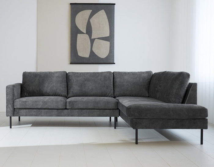Dimehouse Hoekbank Gaya Velvet Antraciet Rechts