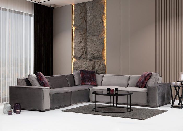 dimehouse Hoekbank Lego Velvet Grijs