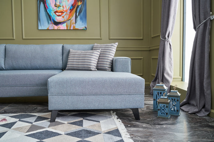 Dimehouse Hoekbank Met Slaapfunctie Efsun Blauw