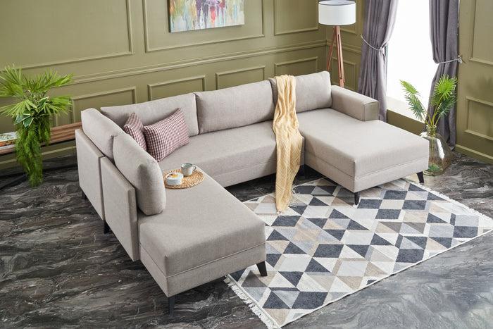 Dimehouse Hoekbank Met Slaapfunctie Efsun Crème