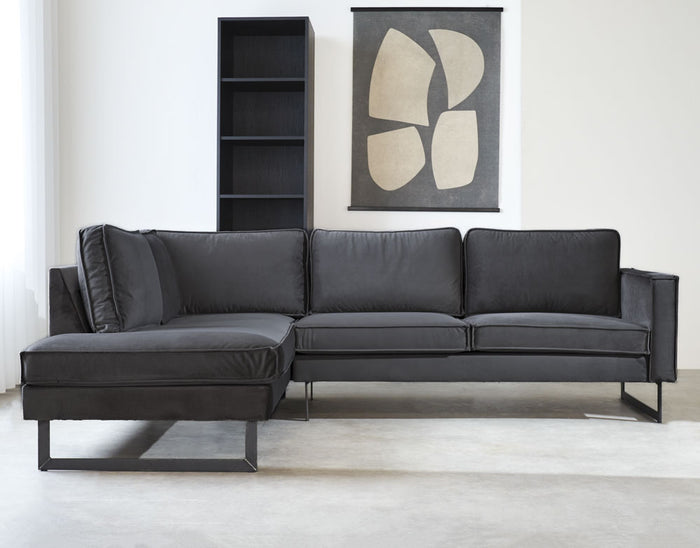 Dimehouse Hoekbank Quinn Velvet Antraciet Links