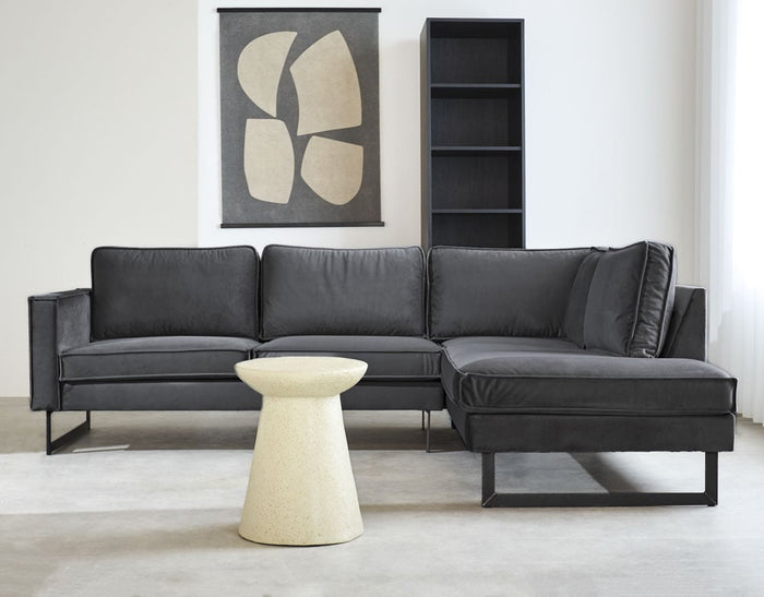 Dimehouse Hoekbank Quinn Velvet Antraciet Rechts