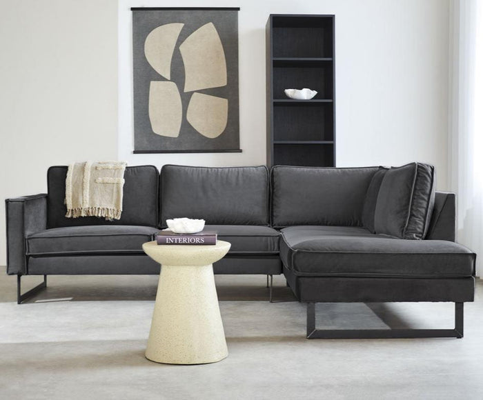 dimehouse Hoekbank Quinn velvet antraciet rechts