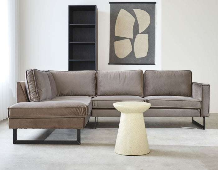 Dimehouse Hoekbank Quinn Velvet Taupe Links