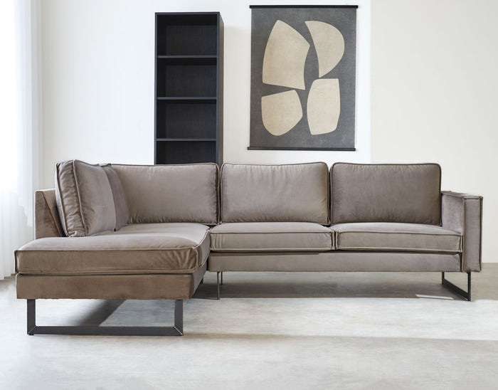 Dimehouse Hoekbank Quinn Velvet Taupe Links