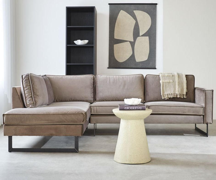 dimehouse Hoekbank Quinn velvet taupe links