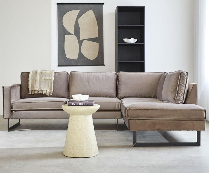dimehouse Hoekbank Quinn velvet taupe rechts