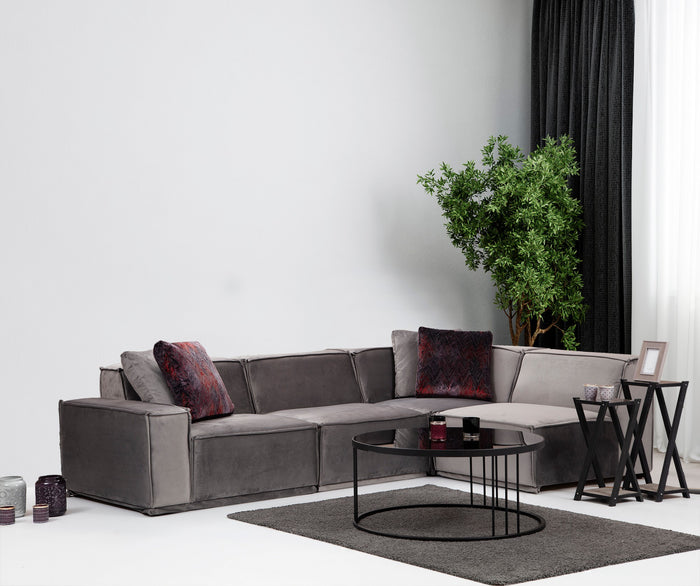 dimehouse Hoekbank Rechts Lego Grijs Velvet