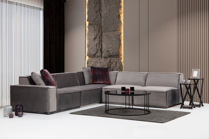 dimehouse Hoekbank Rechts Lego Velvet Grijs