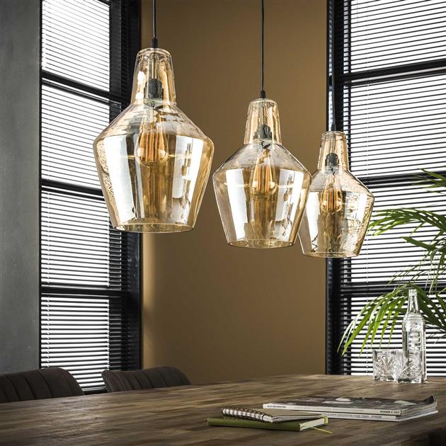 Dimehouse Industriële Hanglamp Dace 3-lichts Amber
