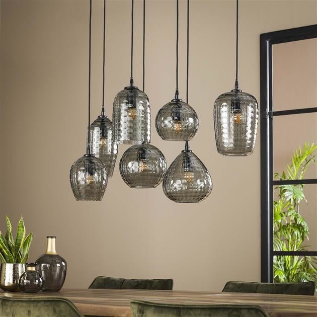 Dimehouse Industriële Hanglamp Glas Gaby 7-Lichts
