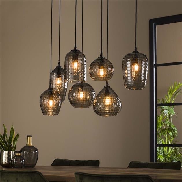 Dimehouse Industriële Hanglamp Glas Gaby 7-Lichts