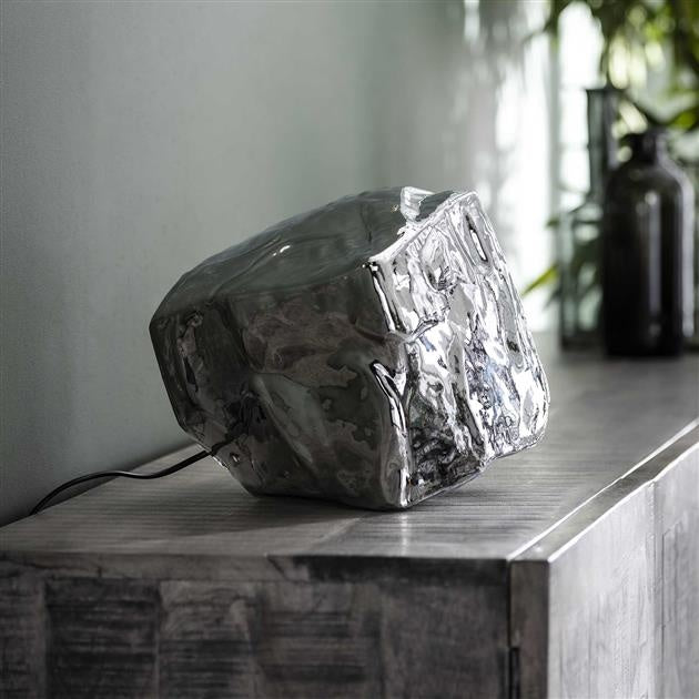 Dimehouse Industriële Tafellamp Rocks Chrome Glas