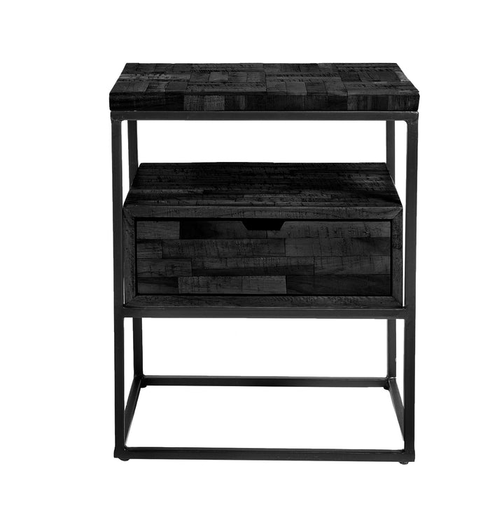 Dimehouse Nachtkastje Zwart Teakhout Ruby Met Lade