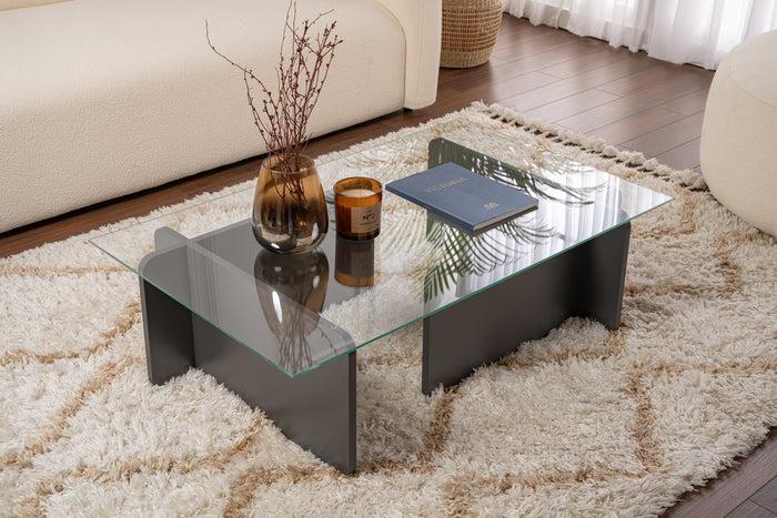 Dimehouse Salontafel Glas Antraciet Opal 105x65 Cm