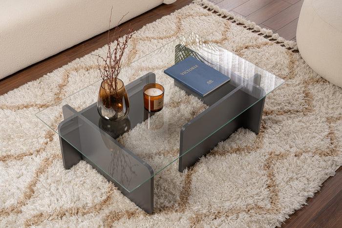 Dimehouse Salontafel Glas Antraciet Opal 105x65 Cm