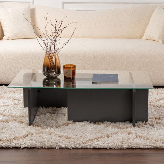 dimehouse Salontafel Glas Antraciet Opal 105x65 cm