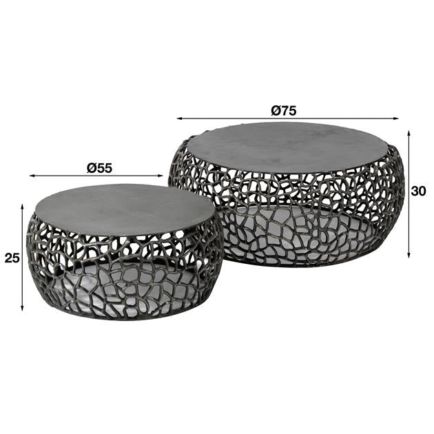 Dimehouse Salontafel Set Van 2 Nola Zwart Nikkel