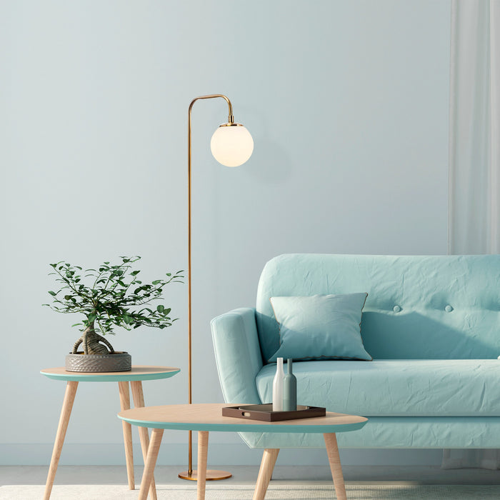 Dimehouse Vloerlamp Bronskleurig Beige Glas Brim