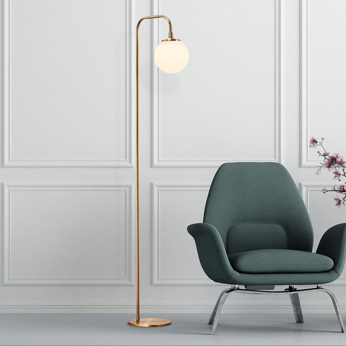 dimehouse Vloerlamp Bronskleurig Beige Glas Brim