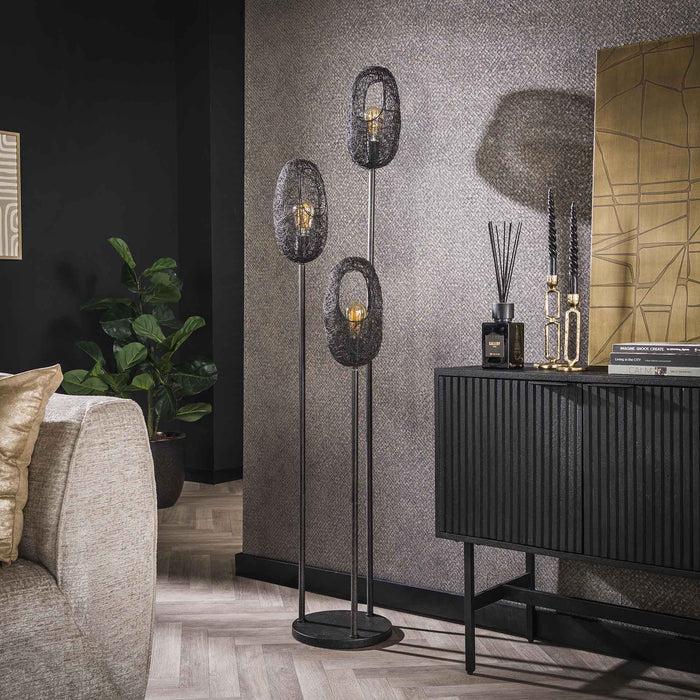 Dimehouse Vloerlamp Debra 3-lichts Metaal Zwart