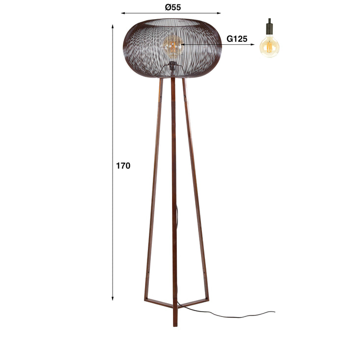 Dimehouse Vloerlamp Jill 3-poot Koper Ø55 Cm