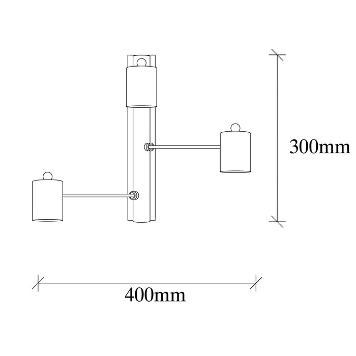 Dimehouse Wandlamp 3-lichts Zwart Metaal Brisa