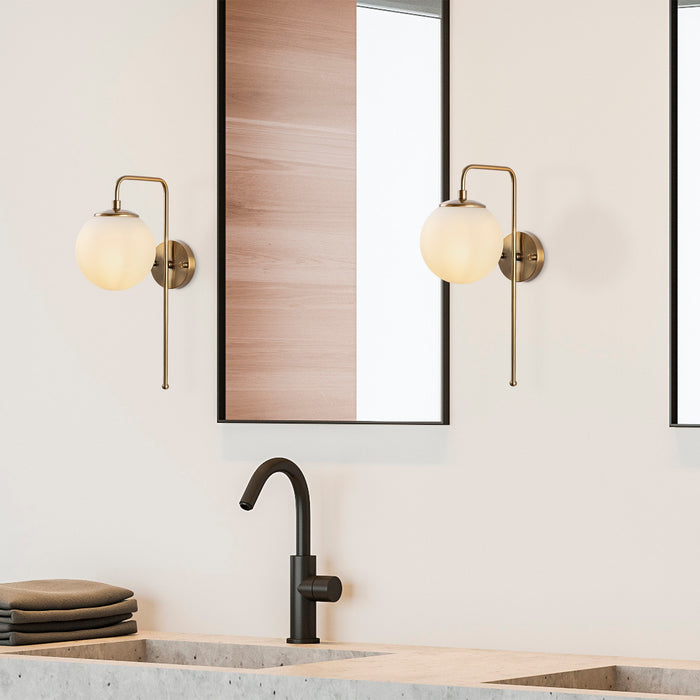 Dimehouse Wandlamp Bronskleurig Beige Glas Brim